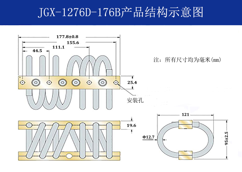 JGX-1276D-176B多應用鋼絲繩隔振器結構